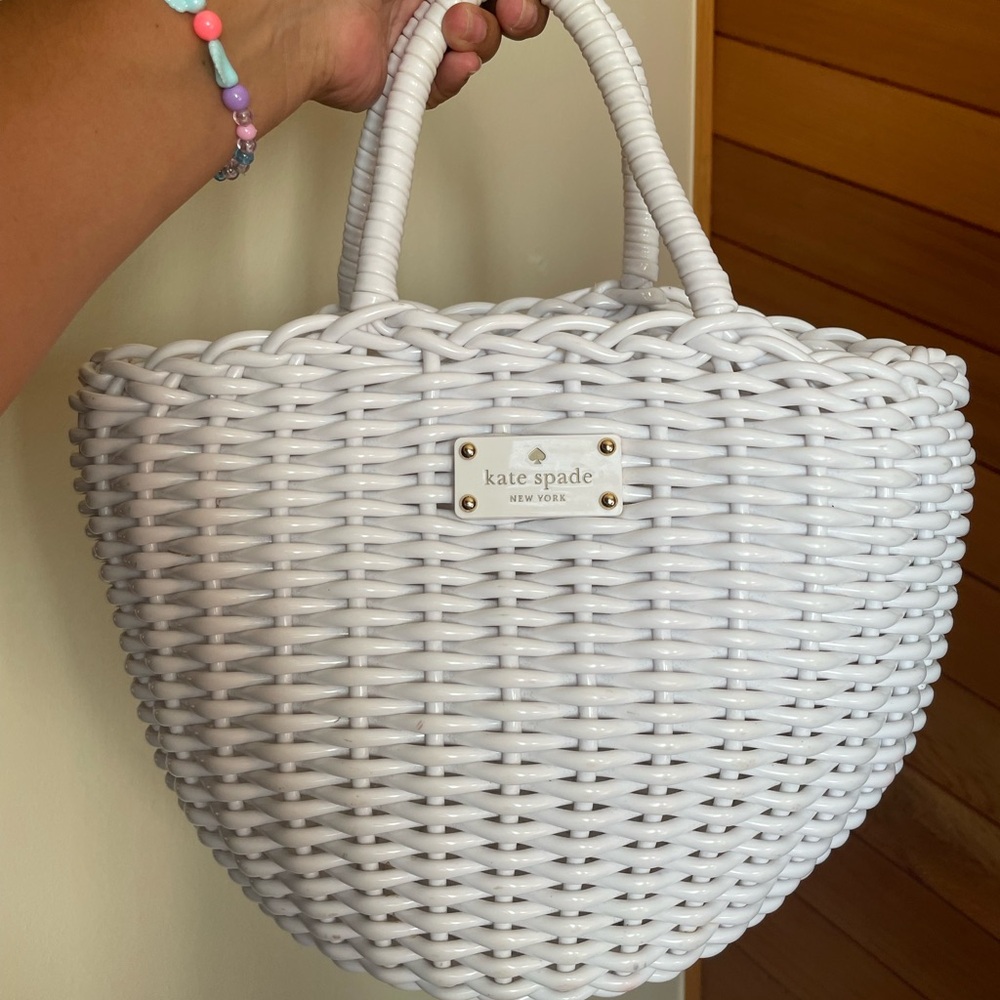 Rare Kate Spade White Basket Tote Bag